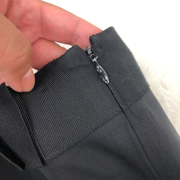 Theory- Black Pencil Skirt bow ribbon belt hem - Picture 12 of 13